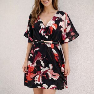 City Chic Nordstrom NWT Floral Wrap Dress Belted Waist Romantic Whimsigoth Large